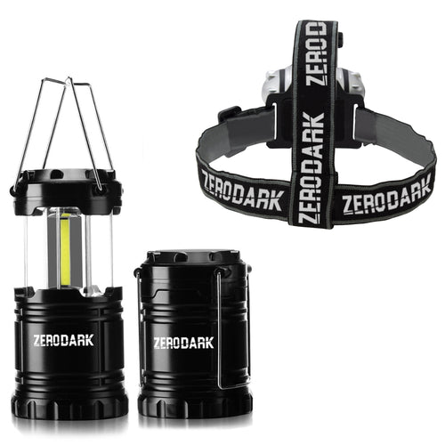 ZERODARK - 2 PIECE TACTICAL SET - COLLAPSIBLE LANTERN + HEADLAMP