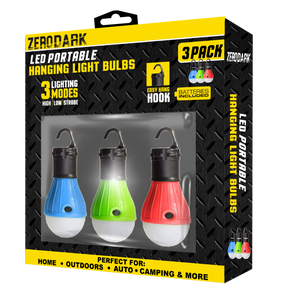 ZERODARK - LED PORTABLE HANGING LIGHT BULBS (B/C) - 3 PACK